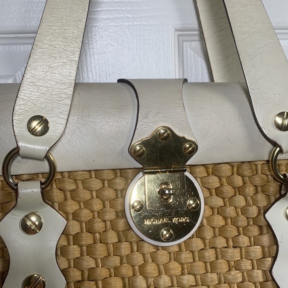Michael Kors Basket Weave Wicker Handbag - Picture 2 of 7